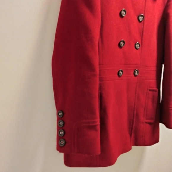 Calvin Klein Women's Size Double Breasted 100% Wool Red Peacoat (Size 14 - Picture 3 of 15